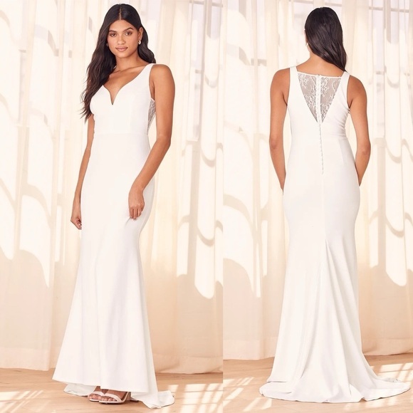 Extraordinary Romance White Button Back Mermaid Maxi Dress - Picture 1 of 4